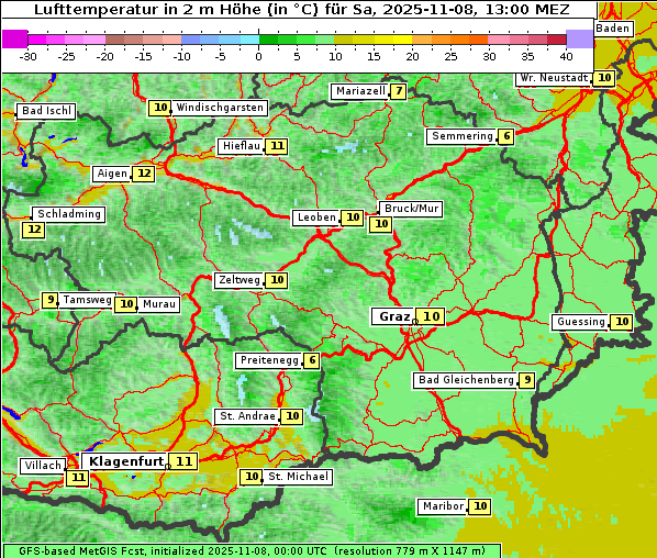 Temperatur, 8. 11. 2025
