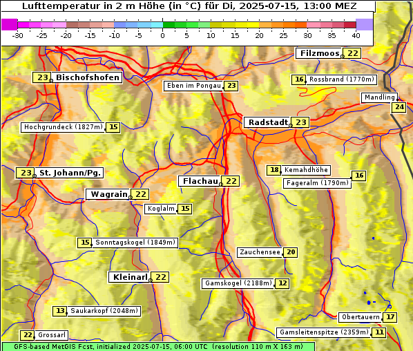 Temperatur, 15. 7. 2025