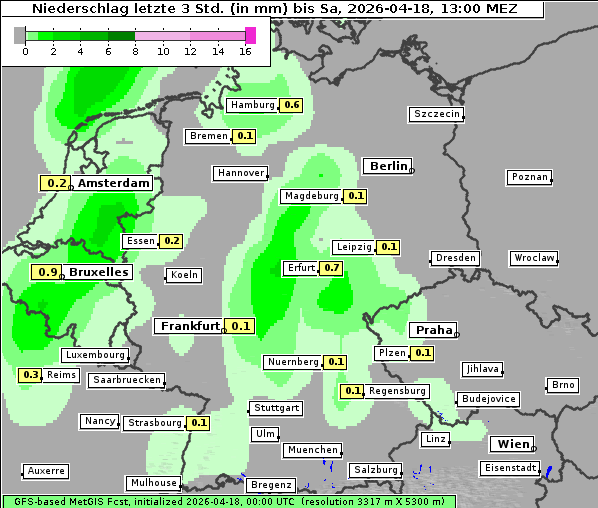 Niederschlag, 18. 4. 2026