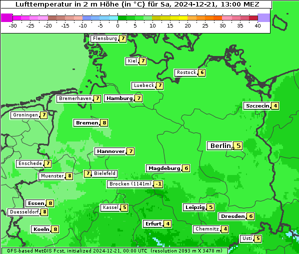 Temperatur, 21. 12. 2024