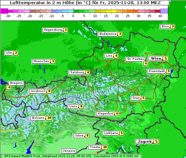Temperatur, 28. 11. 2025