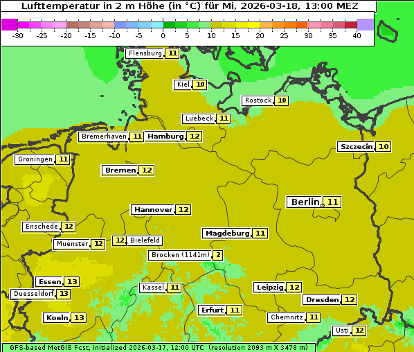 Temperatur, 18. 3. 2026