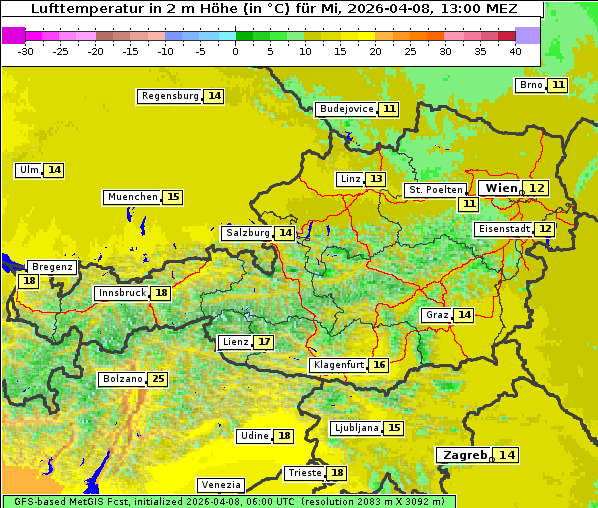 Temperatur, 8. 4. 2026