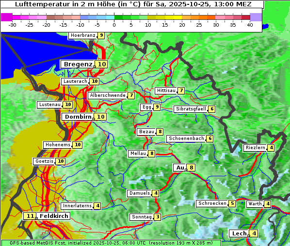 Temperatur, 25. 10. 2025