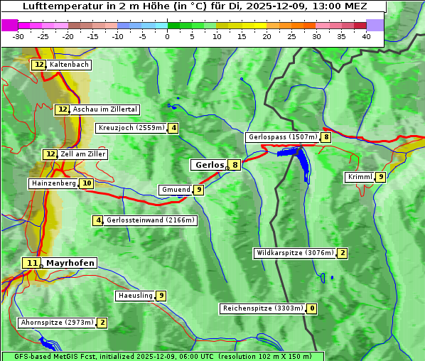 Temperatur, 9. 12. 2025