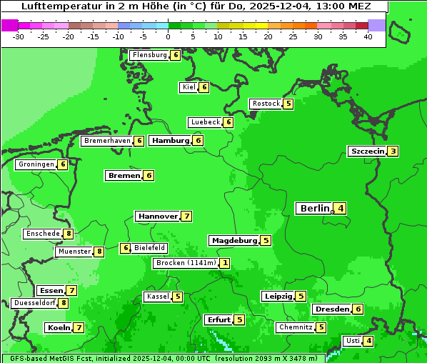 Temperatur, 4. 12. 2025
