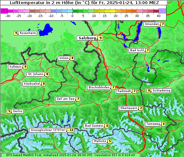 Temperatur, 24. 1. 2025