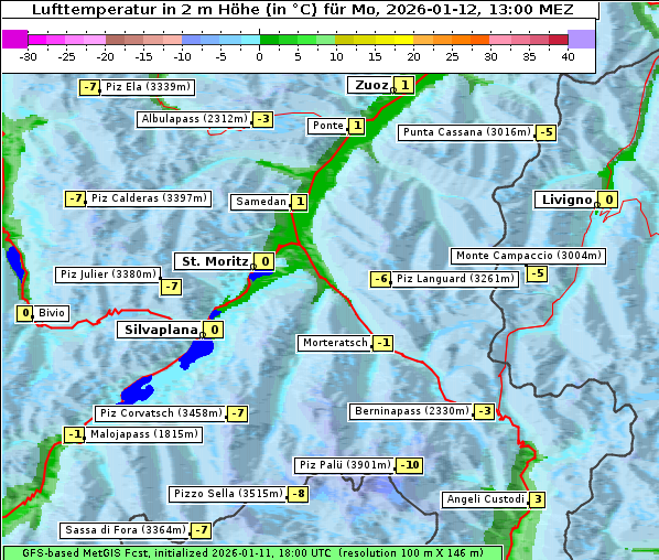 Temperatur, 12. 1. 2026