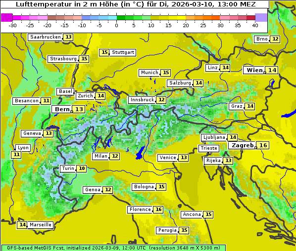 Temperatur, 10. 3. 2026
