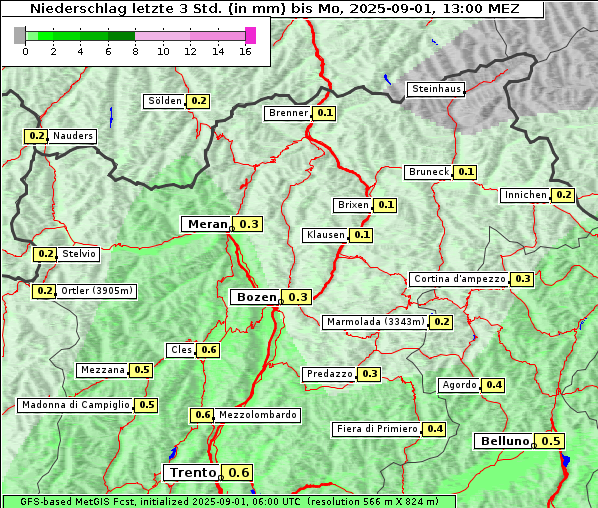 Niederschlag, 1. 9. 2025