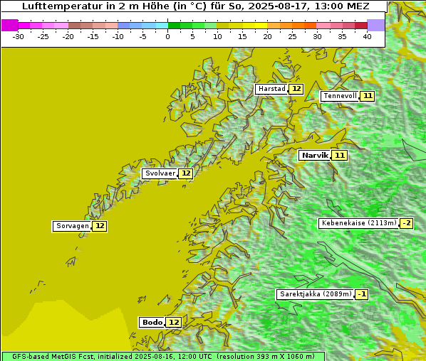 Temperatur, 17. 8. 2025