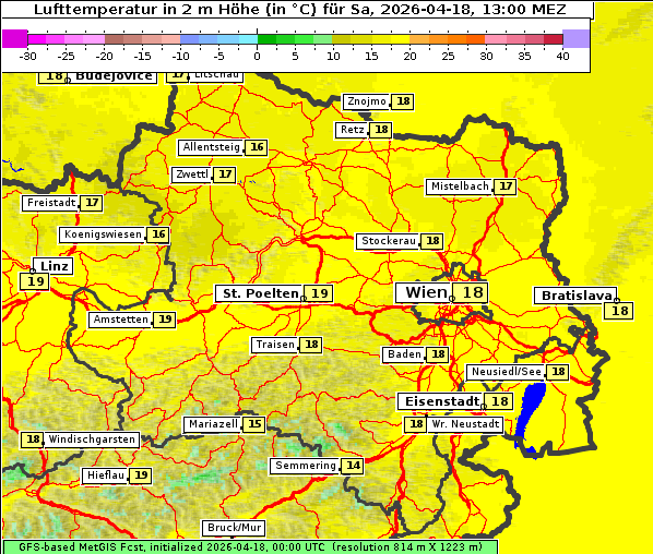 Temperatur, 18. 4. 2026