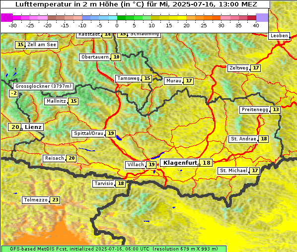 Temperatur, 16. 7. 2025