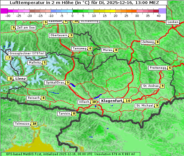 Temperatur, 16. 12. 2025