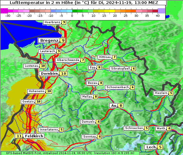 Temperatur, 19. 11. 2024