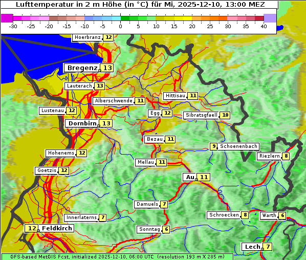 Temperatur, 10. 12. 2025