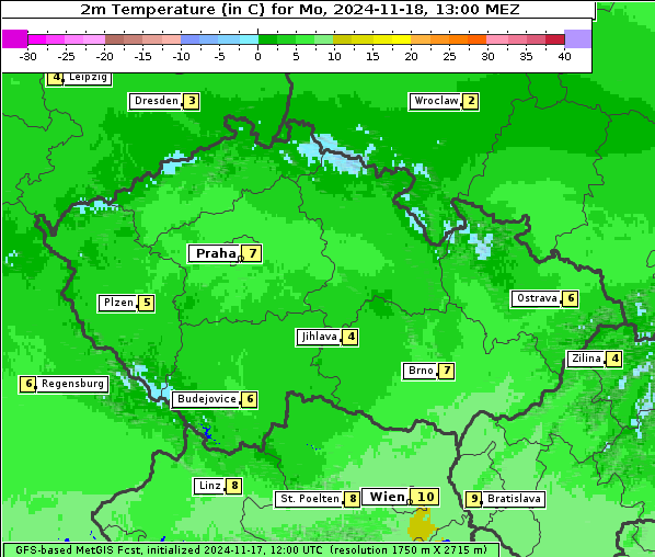 Temperatur, 18. 11. 2024