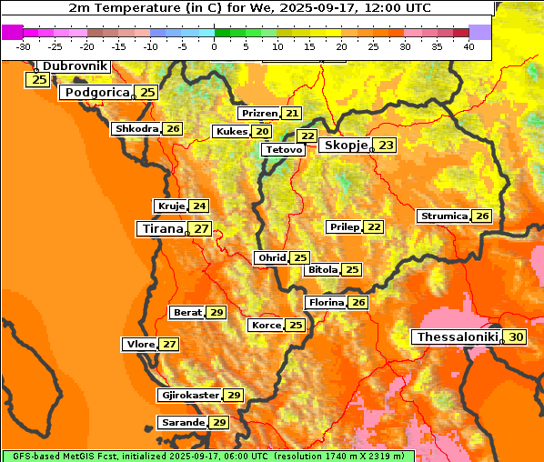 Temperatur, 17. 9. 2025