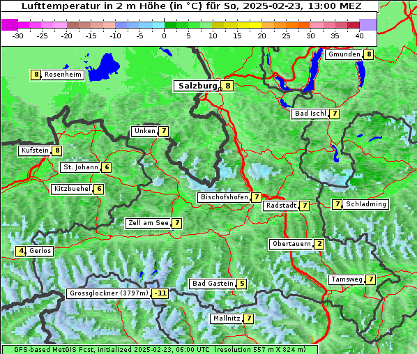 Temperatur, 23. 2. 2025