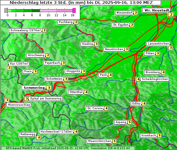 Niederschlag, 16. 9. 2025
