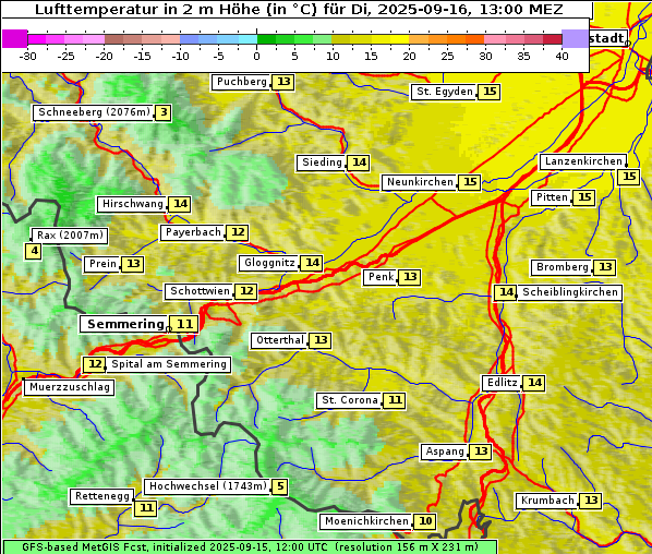 Temperatur, 16. 9. 2025