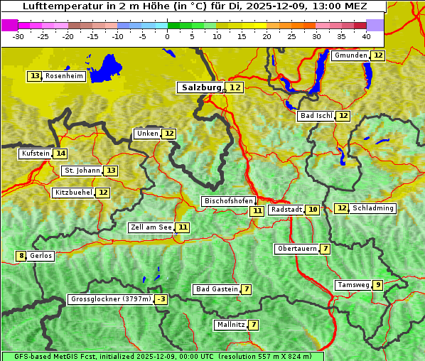 Temperatur, 9. 12. 2025