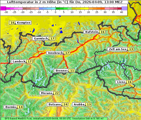 Temperatur, 9. 4. 2026