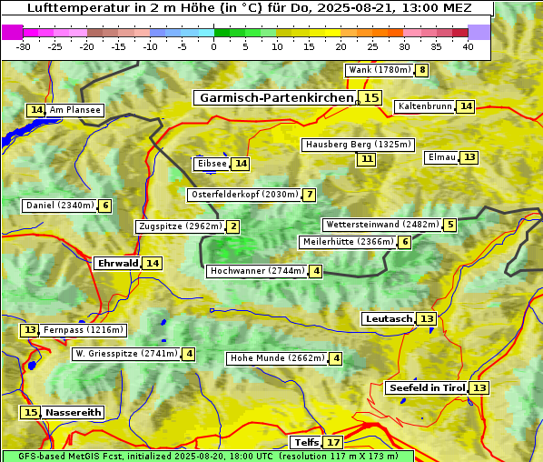 Temperatur, 21. 8. 2025