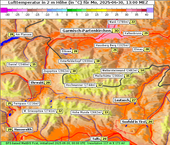Temperatur, 30. 6. 2025