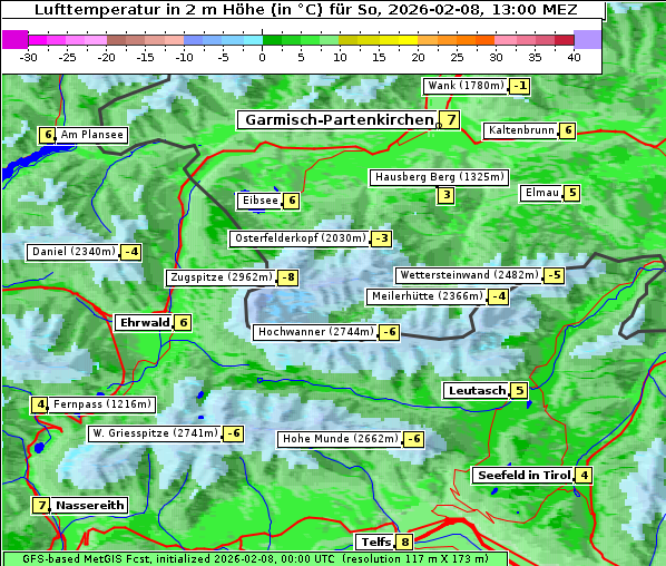 Temperatur, 8. 2. 2026