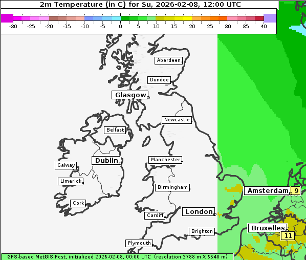 Temperatur, 8. 2. 2026