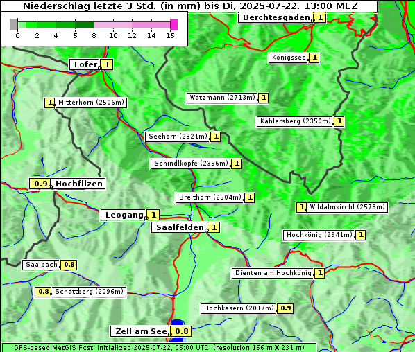 Niederschlag, 22. 7. 2025