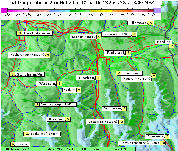 Temperatur, 2. 12. 2025