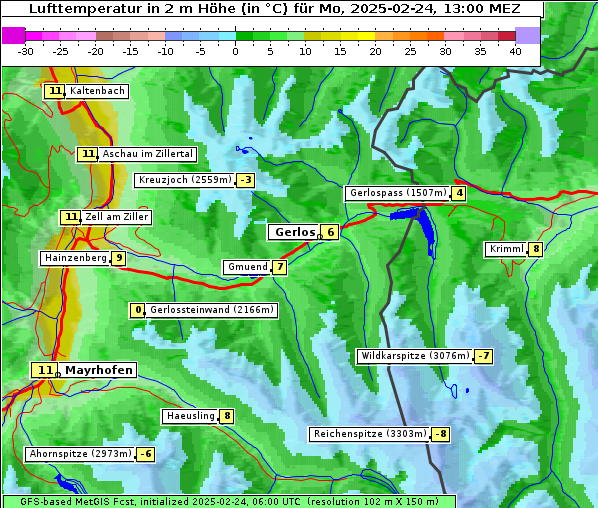 Temperatur, 24. 2. 2025