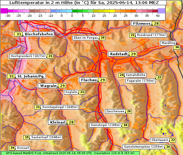Temperatur, 14. 6. 2025