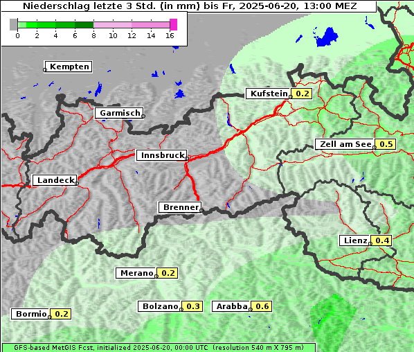 Niederschlag, 20. 6. 2025
