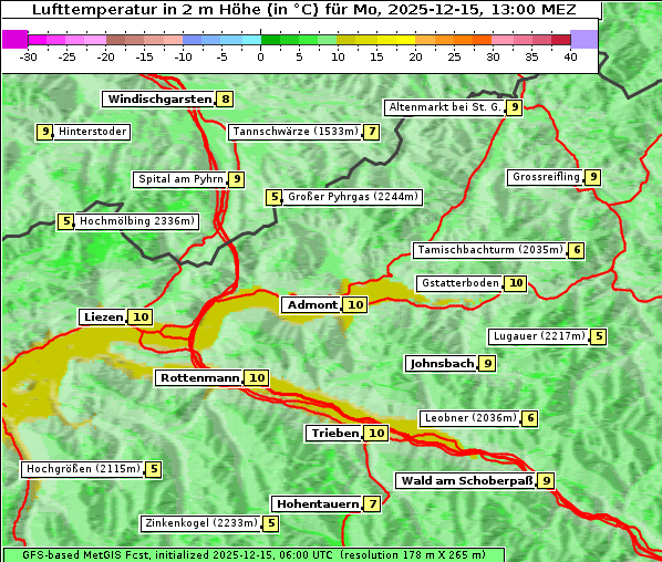 Temperatur, 15. 12. 2025