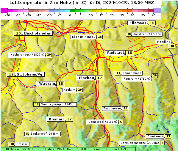 Temperatur, 29. 10. 2024