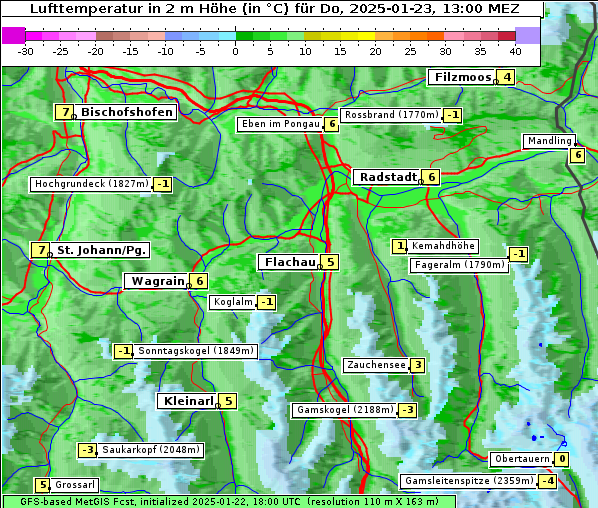 Temperatur, 23. 1. 2025