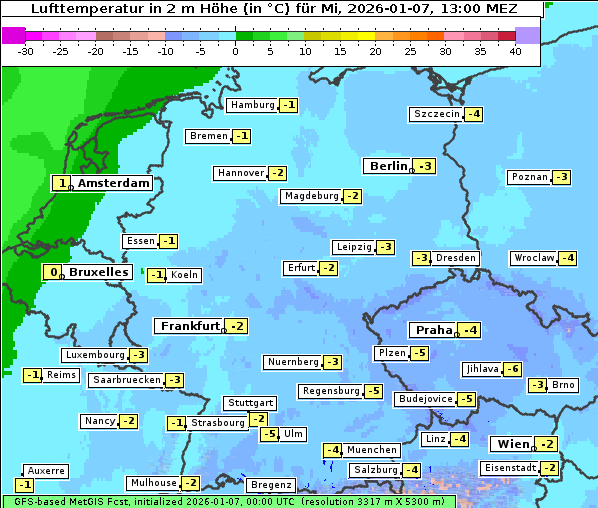 Temperatur, 7. 1. 2026