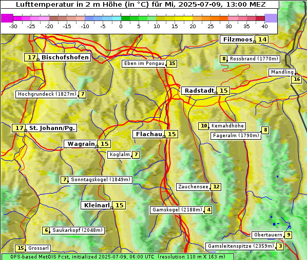 Temperatur, 9. 7. 2025