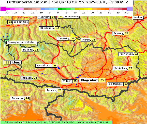 Temperatur, 18. 8. 2025