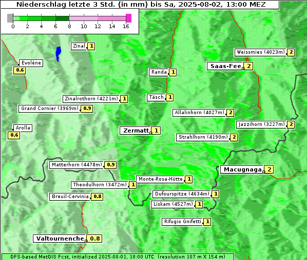 Niederschlag, 2. 8. 2025