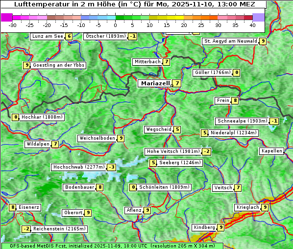 Temperatur, 10. 11. 2025