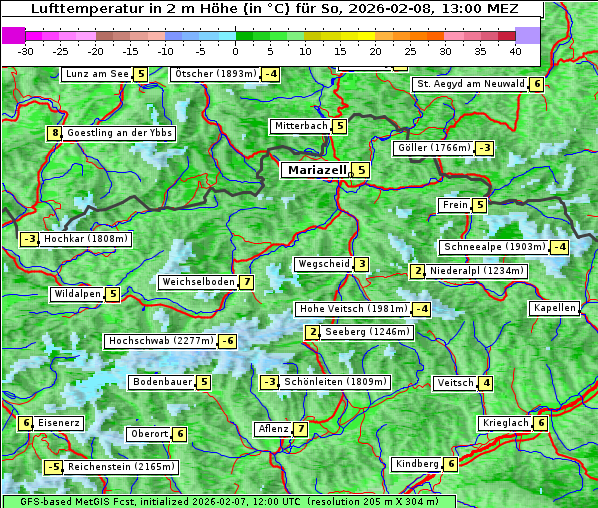 Temperatur, 8. 2. 2026
