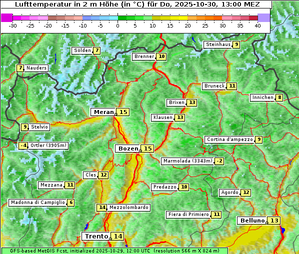 Temperatur, 30. 10. 2025