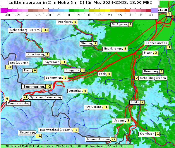 Temperatur, 23. 12. 2024