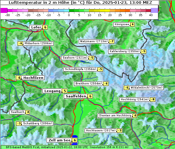 Temperatur, 23. 1. 2025