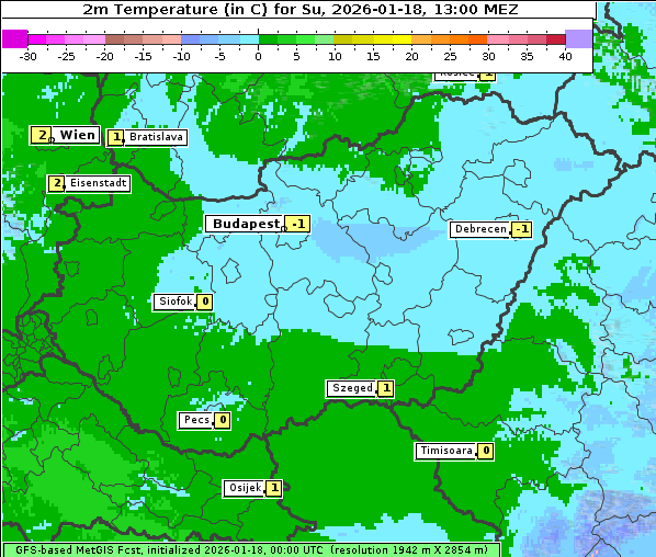 Temperatur, 18. 1. 2026