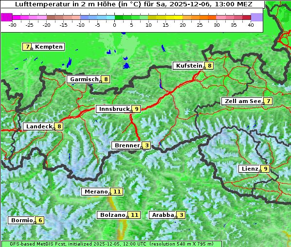 Temperatur, 6. 12. 2025